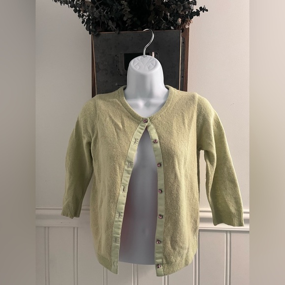 Free people xs like green angora and pink lace sweater cardigan academia - Picture 4 of 8